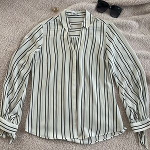 Express | Striped Relaxed Portofino Shirt with Billowed Sleeves